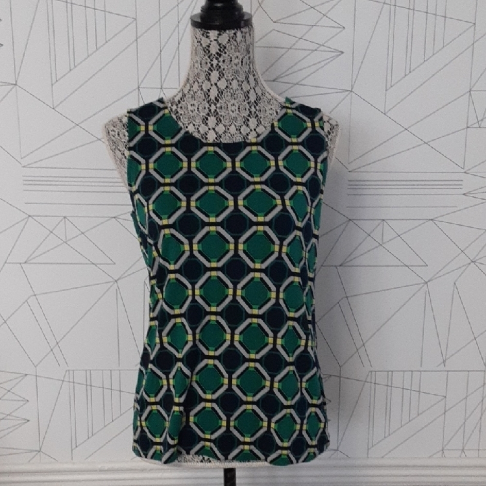 Banana Republic Fitted Graphic Tank Top Green Blue